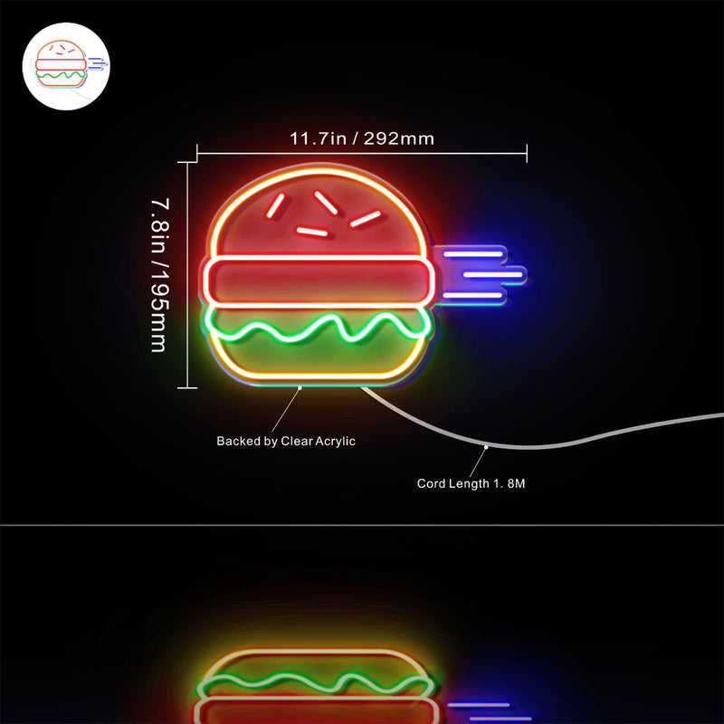 Hamburger Burger Flex Silicone LED Sign (Neon-Style, LED Technology) - LED Gift Works