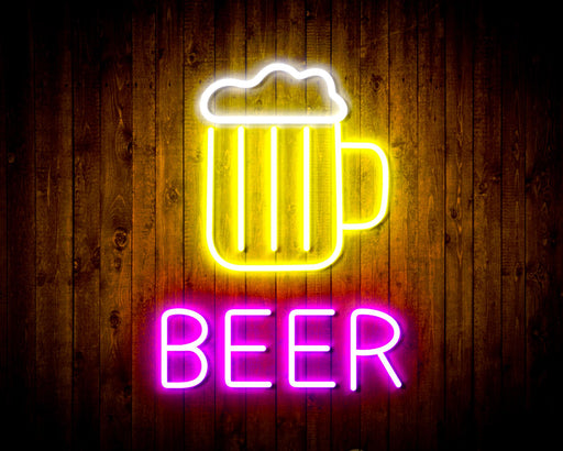 Beer with Beer Mug Flex Silicone LED Sign (Neon-Style, LED Technology) - Way Up Gifts