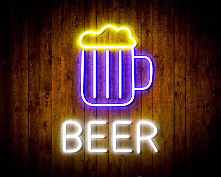 Beer with Beer Mug Flex Silicone LED Sign (Neon-Style, LED Technology) - Way Up Gifts