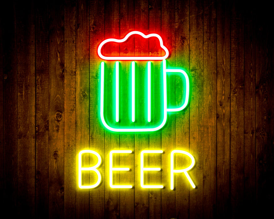 Beer with Beer Mug Flex Silicone LED Sign (Neon-Style, LED Technology) - Way Up Gifts