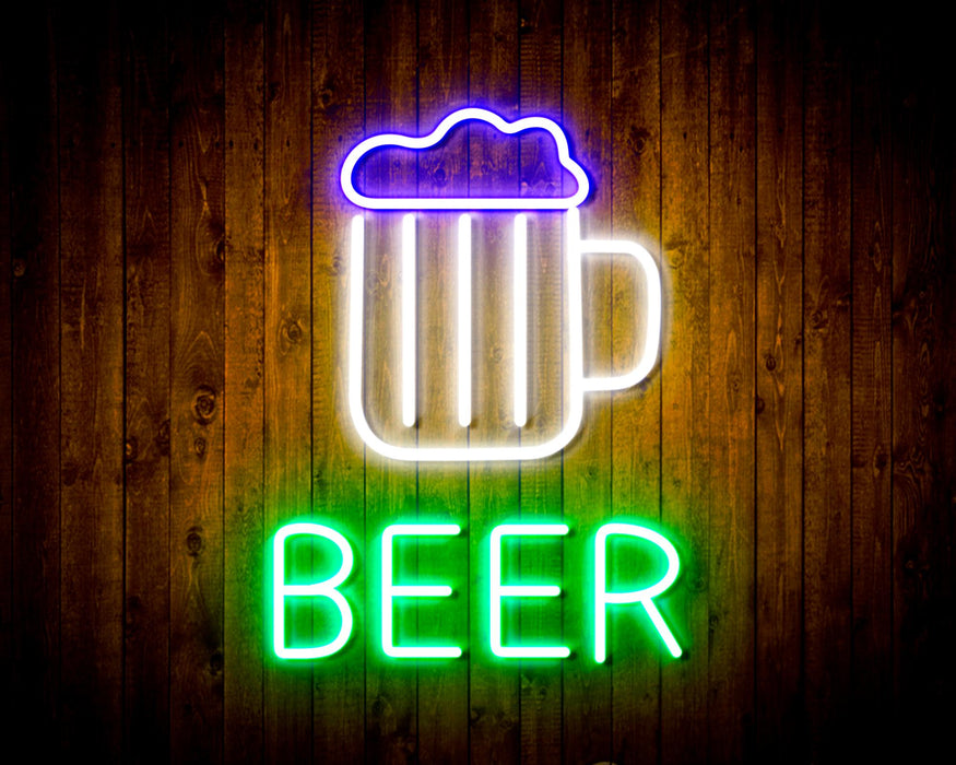 Beer with Beer Mug Flex Silicone LED Sign (Neon-Style, LED Technology) - Way Up Gifts