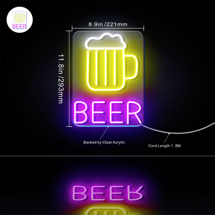 Beer with Beer Mug Flex Silicone LED Sign (Neon-Style, LED Technology) - Way Up Gifts
