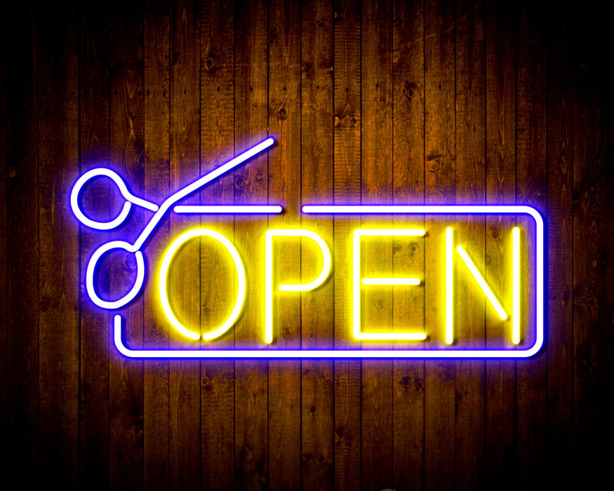 Barber Salon Hair Cuts Scissors Open Flex Silicone LED Sign (Neon-Style, LED Technology) - Way Up Gifts