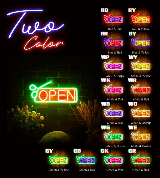 Barber Salon Hair Cuts Scissors Open Flex Silicone LED Sign (Neon-Style, LED Technology) - LED Gift Works