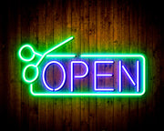 Barber Salon Hair Cuts Scissors Open Flex Silicone LED Sign (Neon-Style, LED Technology) - LED Gift Works