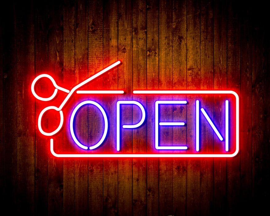 Barber Salon Hair Cuts Scissors Open Flex Silicone LED Sign (Neon-Style, LED Technology) - Way Up Gifts