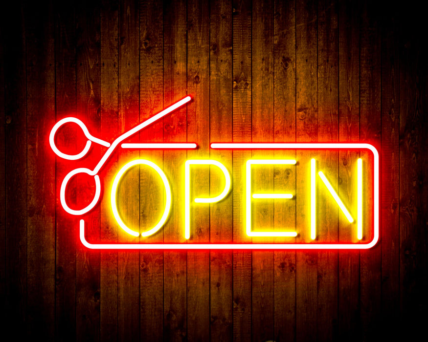 Barber Salon Hair Cuts Scissors Open Flex Silicone LED Sign (Neon-Style, LED Technology) - Way Up Gifts