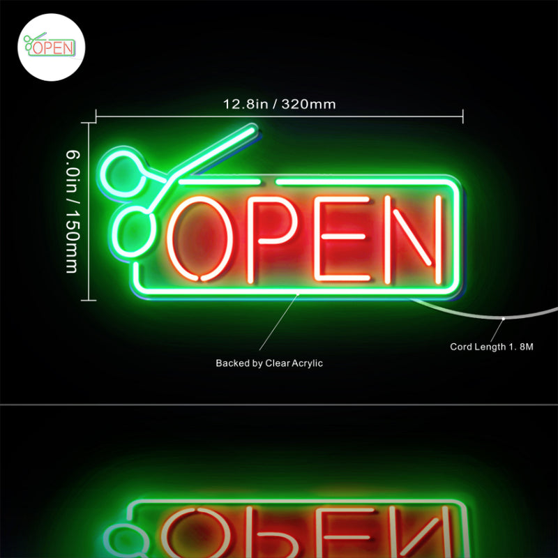 Barber Salon Hair Cuts Scissors Open Flex Silicone LED Sign (Neon-Style, LED Technology) - LED Gift Works
