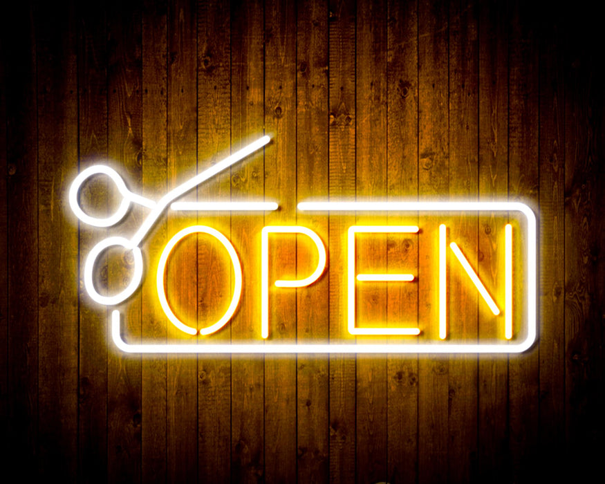 Barber Salon Hair Cuts Scissors Open Flex Silicone LED Sign (Neon-Style, LED Technology) - Way Up Gifts