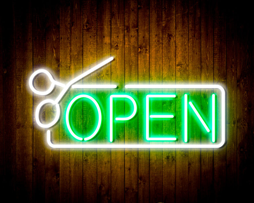 Barber Salon Hair Cuts Scissors Open Flex Silicone LED Sign (Neon-Style, LED Technology) - Way Up Gifts