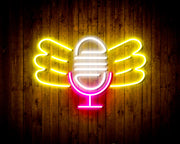Microphone with Wings Flex Silicone LED Sign (Neon-Style, LED Technology) - LED Gift Works