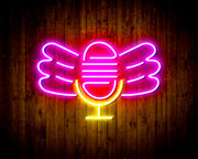 Microphone with Wings Flex Silicone LED Sign (Neon-Style, LED Technology) - LED Gift Works