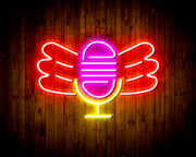 Microphone with Wings Flex Silicone LED Sign (Neon-Style, LED Technology) - LED Gift Works