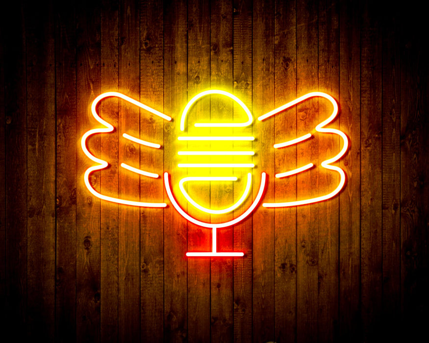 Microphone with Wings Flex Silicone LED Sign (Neon-Style, LED Technology) - Way Up Gifts