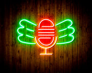 Microphone with Wings Flex Silicone LED Sign (Neon-Style, LED Technology) - LED Gift Works