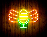 Microphone with Wings Flex Silicone LED Sign (Neon-Style, LED Technology) - LED Gift Works