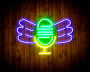 Microphone with Wings Flex Silicone LED Sign (Neon-Style, LED Technology) - LED Gift Works