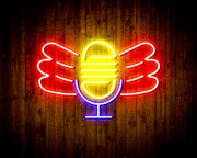 Microphone with Wings Flex Silicone LED Sign (Neon-Style, LED Technology) - LED Gift Works