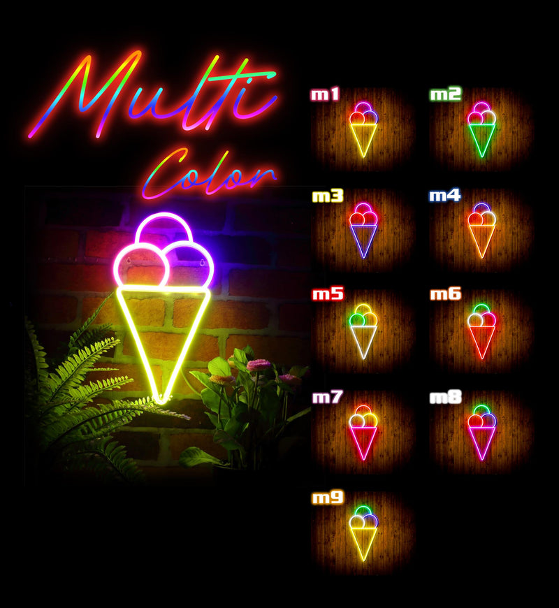 Ice Cream Cone Flex Silicone LED Sign (Neon-Style, LED Technology) - LED Gift Works