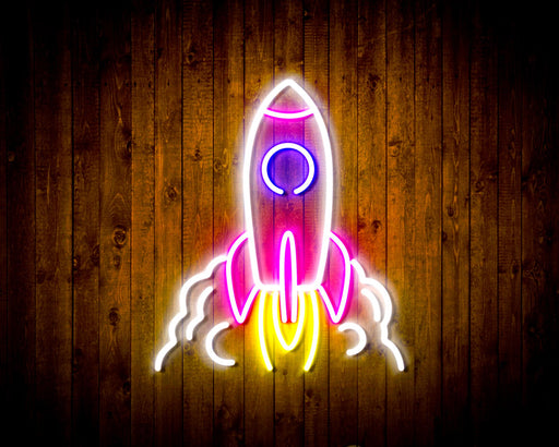 Rocket Spaceship Kid Room Decor Flex Silicone LED Sign (Neon-Style, LED Technology) - Way Up Gifts