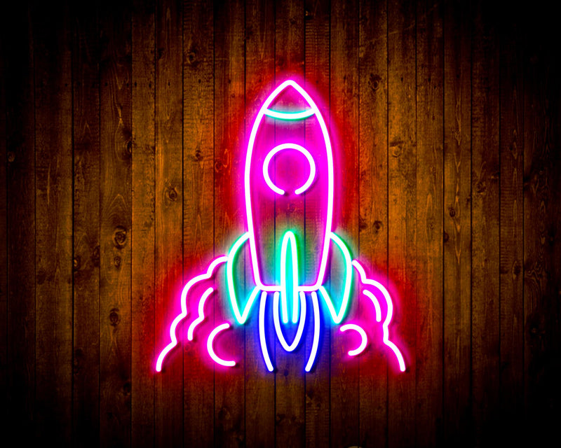 Rocket Spaceship Kid Room Decor Flex Silicone LED Sign (Neon-Style, LED Technology) - LED Gift Works