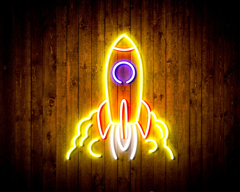 Rocket Spaceship Kid Room Decor Flex Silicone LED Sign (Neon-Style, LED Technology) - LED Gift Works