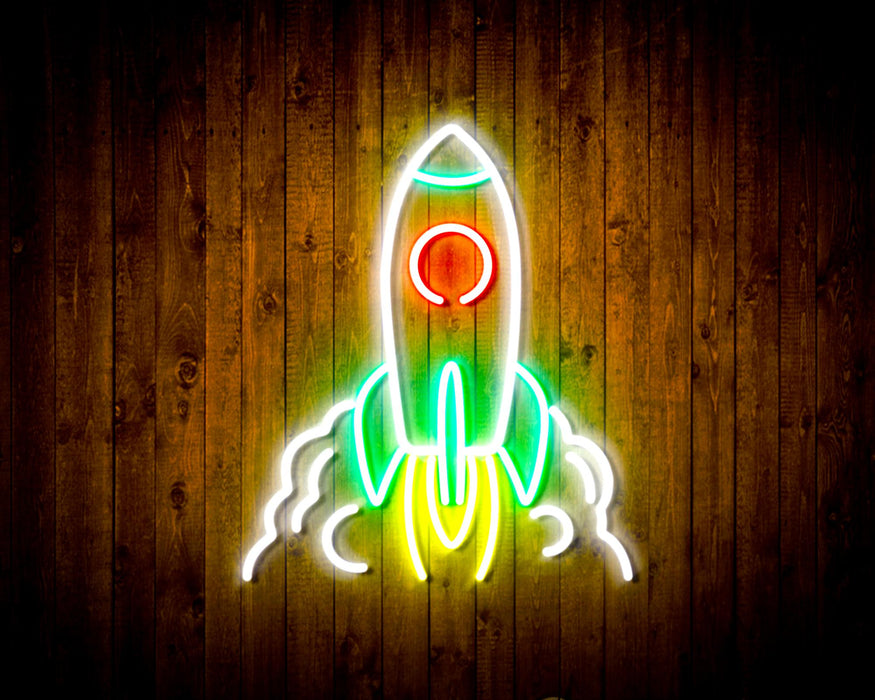 Rocket Spaceship Kid Room Decor Flex Silicone LED Sign (Neon-Style, LED Technology) - Way Up Gifts