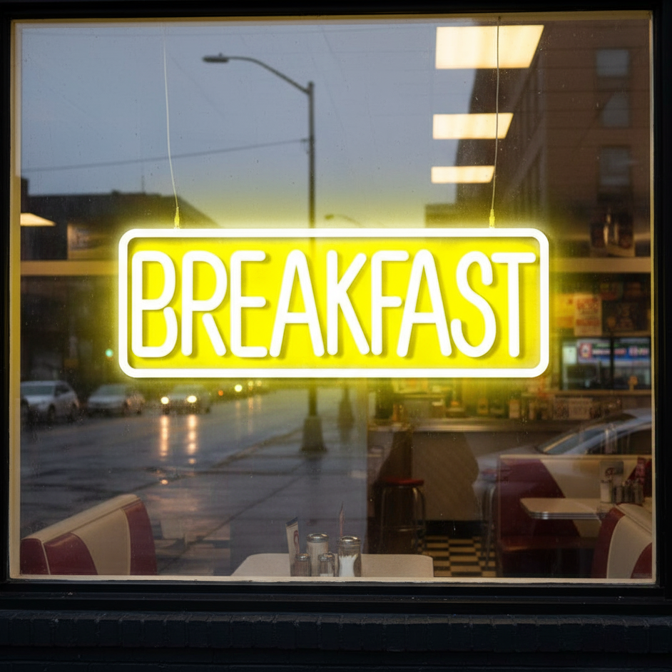 16" Diner Breakfast Flex Silicone LED Sign (Neon-Style, LED Technology) - LED Gift Works