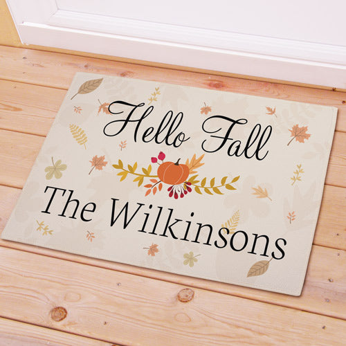 Hello Fall Personalized Doormat - Custom Autumn Entry Mat - Way Up Gifts