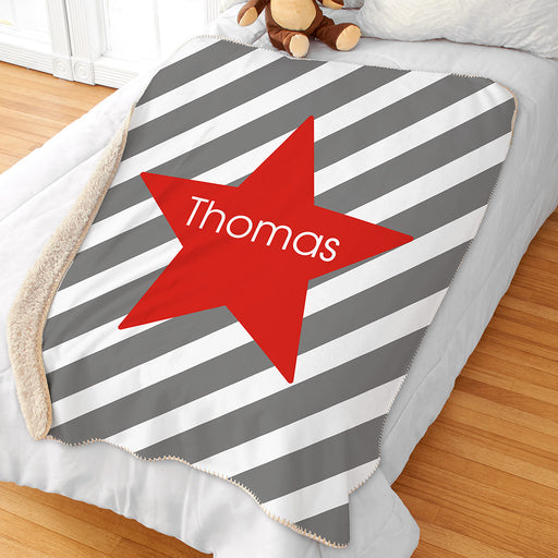 Personalized Stars and Stripes Sherpa Blanket - Patriotic American Flag Blanket - Way Up Gifts
