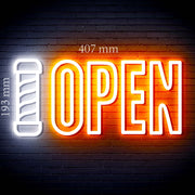 Barber Pole Open Flex Silicone LED Sign (Neon-Style, LED Technology) - LED Gift Works