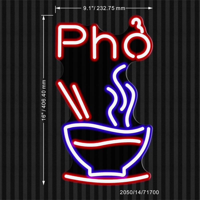 Vertical Vietnamese Noodles Pho Flex Silicone LED Sign (Neon-Style, LED Technology) - LED Gift Works