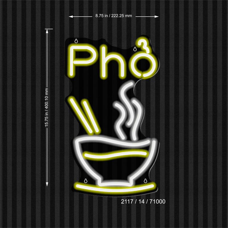 Vertical Vietnamese Noodles Pho Flex Silicone LED Sign (Neon-Style, LED Technology) - LED Gift Works