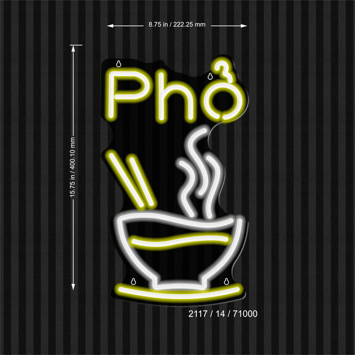 Vertical Vietnamese Noodles Pho Flex Silicone LED Sign (Neon-Style, LED Technology) - Way Up Gifts