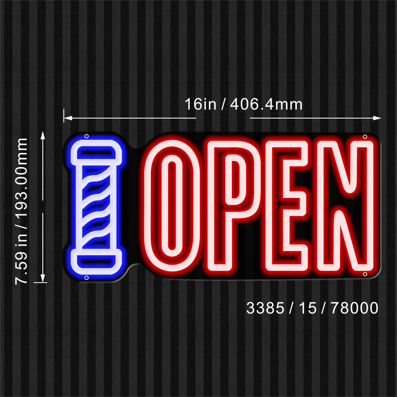 Barber Pole Open Flex Silicone LED Sign (Neon-Style, LED Technology) - LED Gift Works
