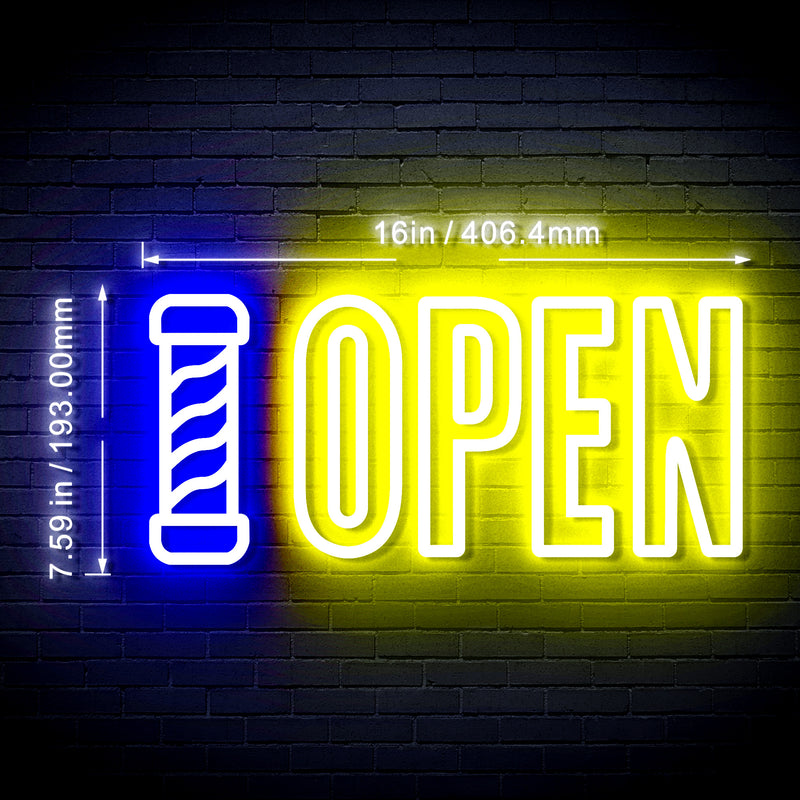 Barber Pole Open Flex Silicone LED Sign (Neon-Style, LED Technology) - LED Gift Works