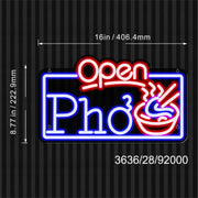 Open Pho Vietnam Noodles Flex Silicone LED Sign (Neon-Style, LED Technology) - LED Gift Works