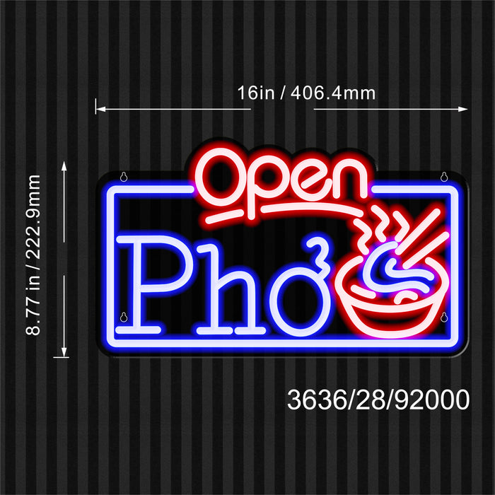 Open Pho Vietnam Noodles Flex Silicone LED Sign (Neon-Style, LED Technology) - Way Up Gifts