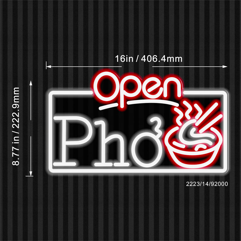 Open Pho Vietnam Noodles Flex Silicone LED Sign (Neon-Style, LED Technology) - LED Gift Works