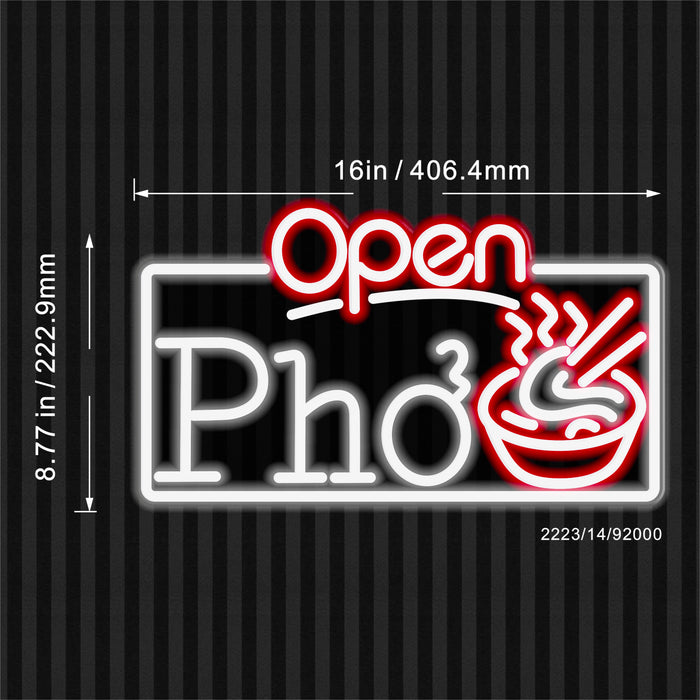 Open Pho Vietnam Noodles Flex Silicone LED Sign (Neon-Style, LED Technology) - Way Up Gifts