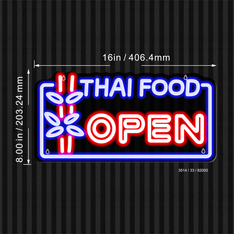 Open Restaurant Thai Food Flex Silicone LED Sign (Neon-Style, LED Technology) - LED Gift Works
