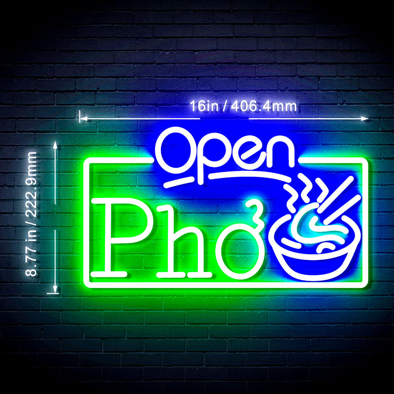 Open Pho Vietnam Noodles Flex Silicone LED Sign (Neon-Style, LED Technology) - LED Gift Works