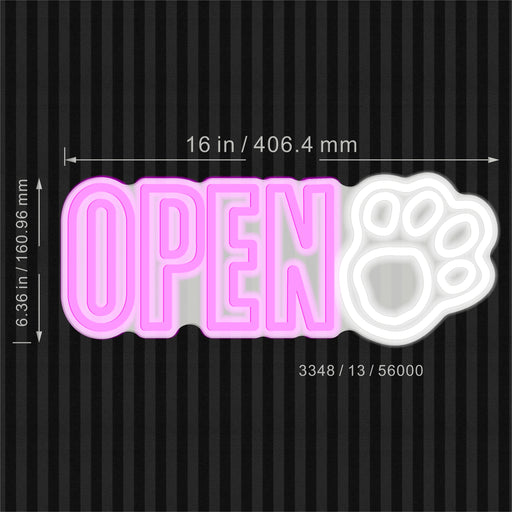 Open Paw Print Dog Grooming Flex Silicone LED Sign (Neon-Style, LED Technology) - LED Gift Works
