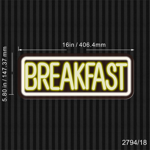 16" Diner Breakfast Flex Silicone LED Sign (Neon-Style, LED Technology) - LED Gift Works