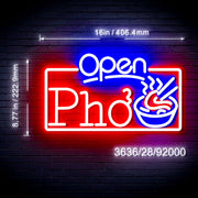 Open Pho Vietnam Noodles Flex Silicone LED Sign (Neon-Style, LED Technology) - LED Gift Works