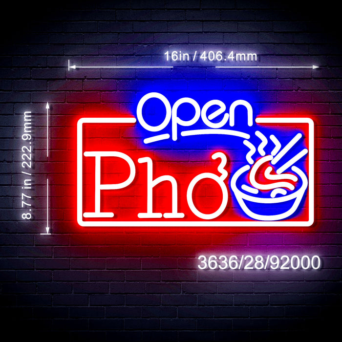 Open Pho Vietnam Noodles Flex Silicone LED Sign (Neon-Style, LED Technology) - Way Up Gifts