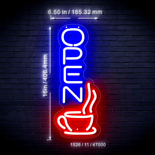 Vertical Open Coffee Flex Silicone LED Sign (Neon-Style, LED Technology) - LED Gift Works