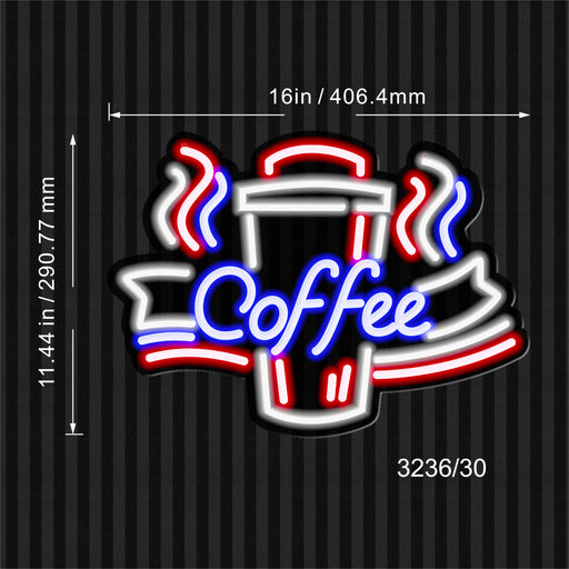 Coffee Cup Shop Display 3-Color Flex Silicone LED Sign (Neon-Style, LED Technology) - LED Gift Works