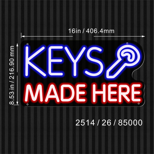 Key Shop Keys Made Here Flex Silicone LED Sign (Neon-Style, LED Technology) - LED Gift Works