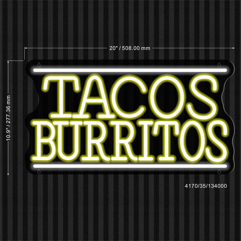 Mexican Tacos Burritos Ultra-Bright LED Sign with Remote (Neon-Style, LED Technology) - LED Gift Works